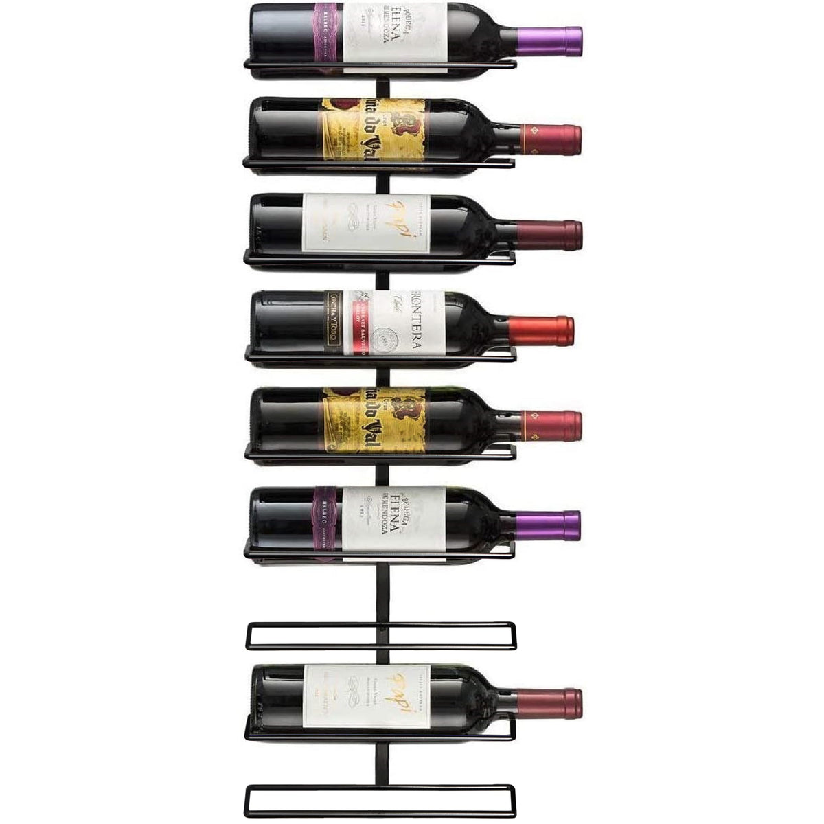 Sorbus wall mount wine rack displaying nine bottles for organized storage