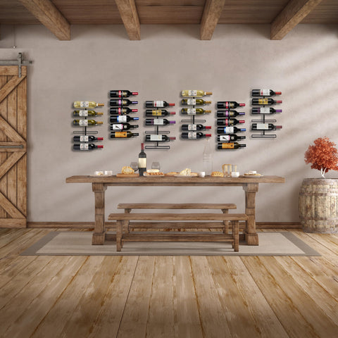 Sorbus wall-mount wine rack close-up reveals sturdy black metal construction and welds.