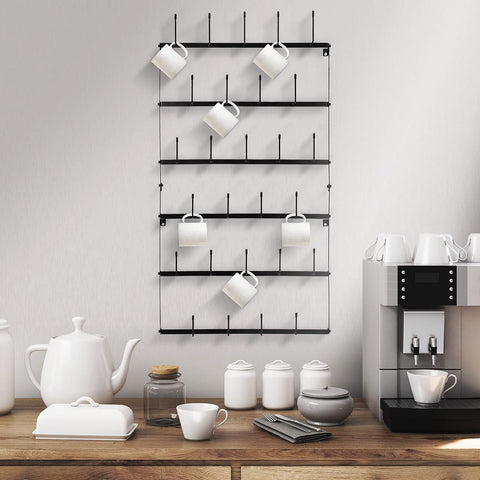 Sorbus wall shelf mug holder keeping mugs tidy and accessible.