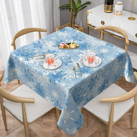 Sorktse blue-white snowflake table cover ideal for holiday gatherings