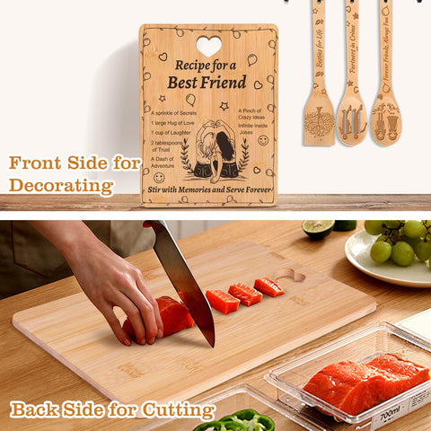 Sornivra engraved ladle, complements the cutting board for serving and entertaining.