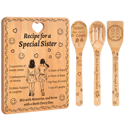 Sornivra Recipe for a Special Sister cutting board with UV print — great for thoughtful kitchen gifts.