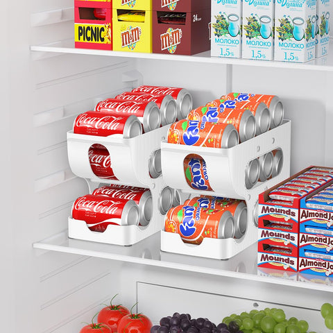 Sotfamily automatic rolling can dispenser demonstrates gravity-driven flow.