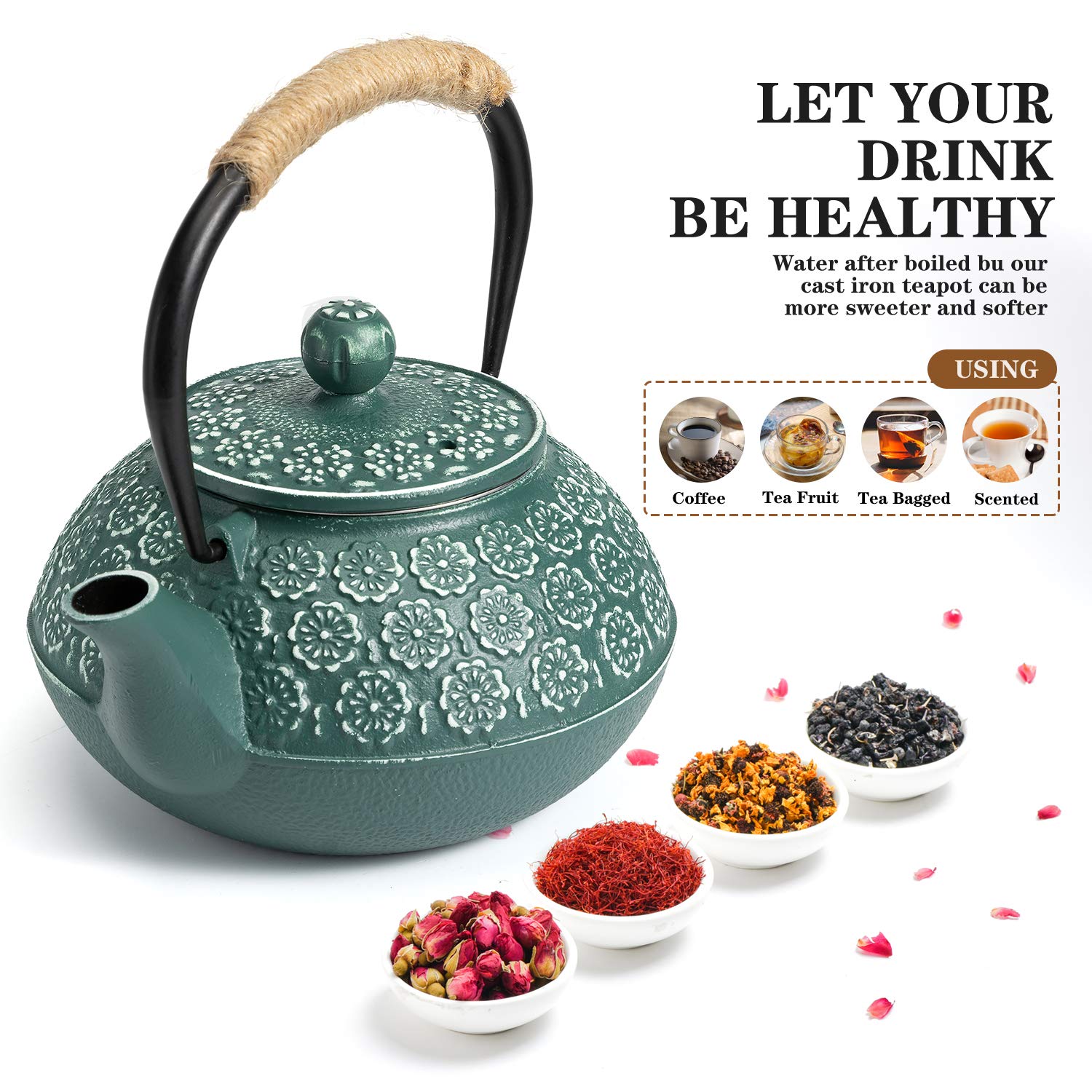 Sotya teapot on stove-top for controlled, gentle heating