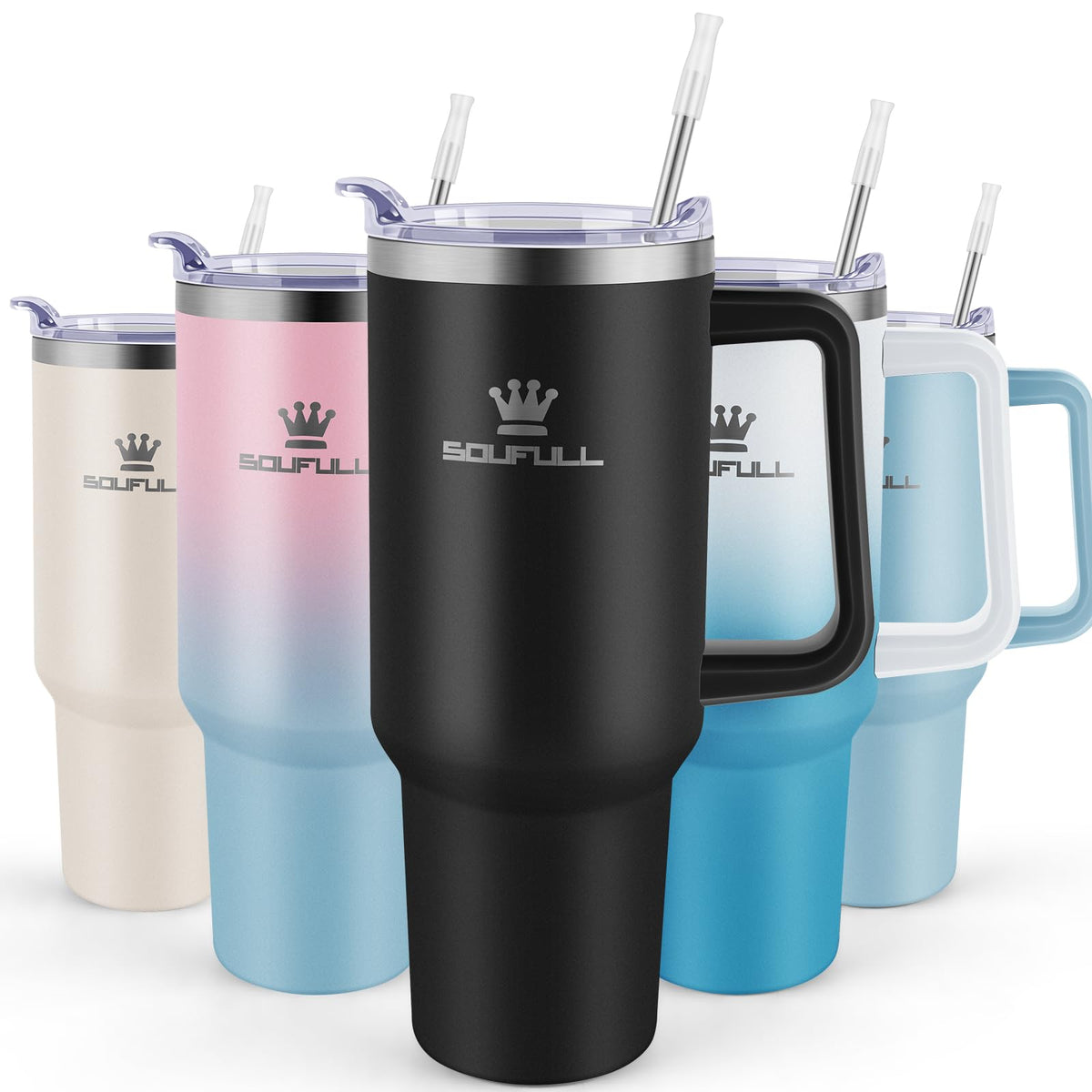 Soufull 40oz tumbler with leak-proof lid for travel and daily use.