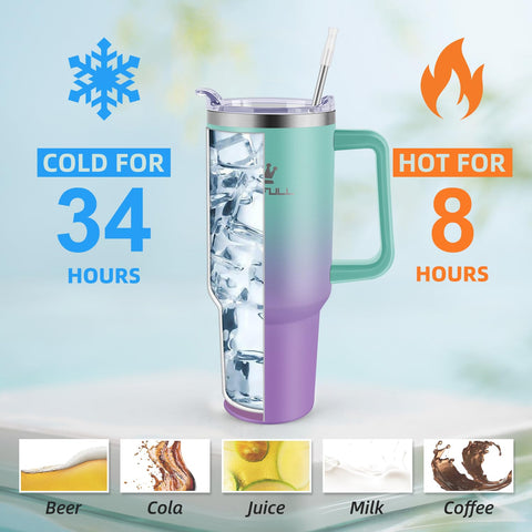 Soufull tumbler fits most car cup holders for travel-friendly hydration.