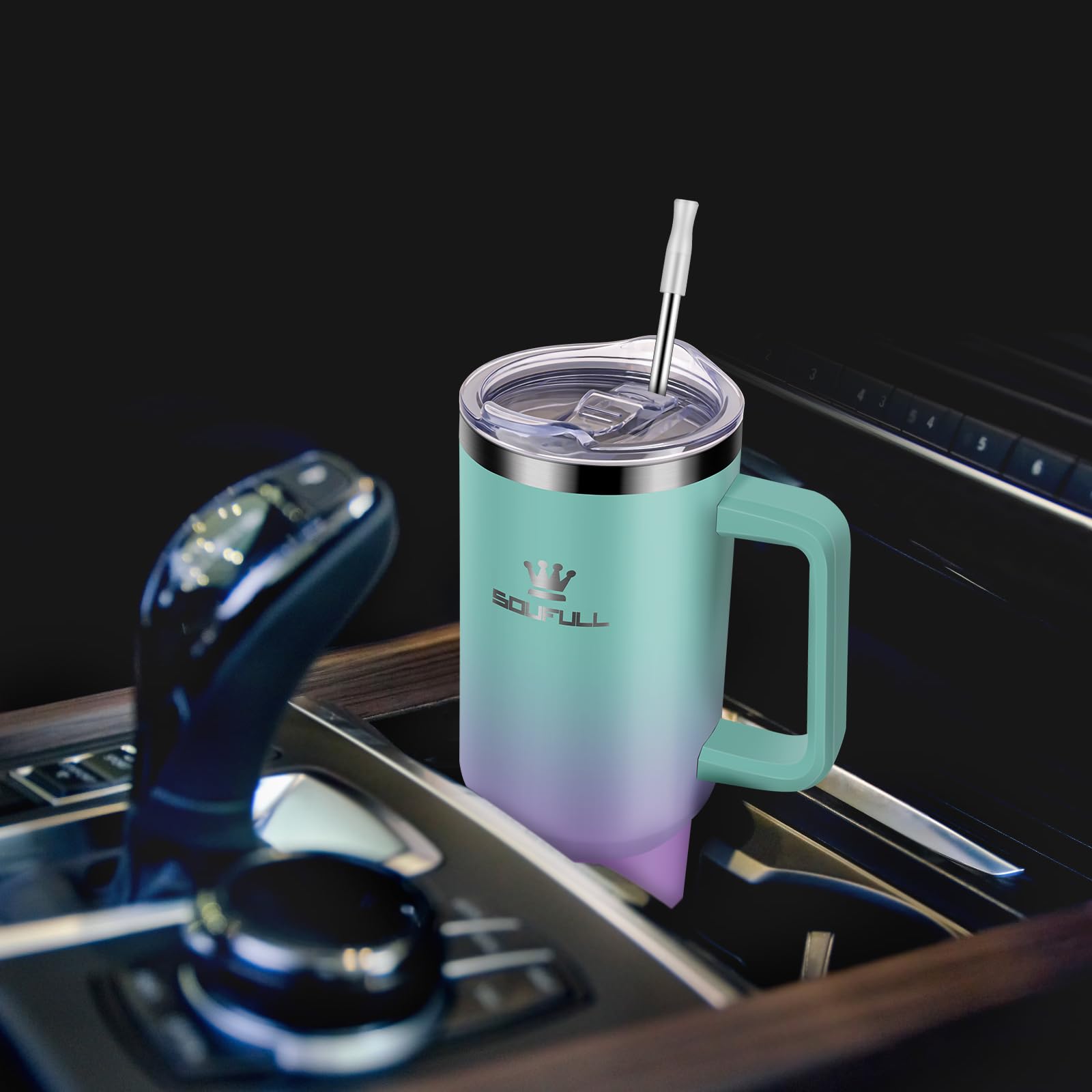 Soufull 40 oz tumbler helps you stay hydrated throughout busy days.