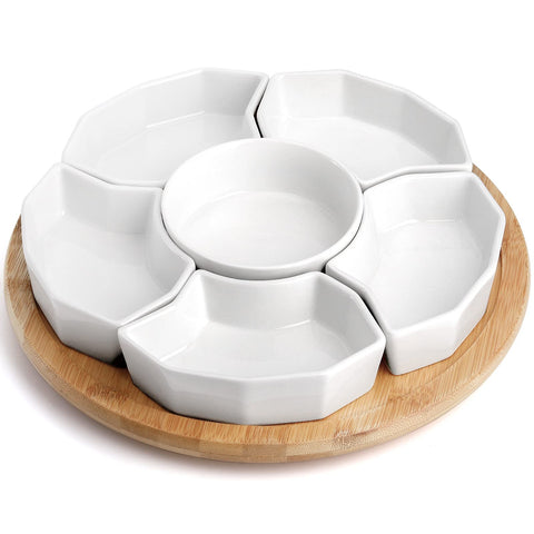 SOUJOY 11-inch round tray with complete party setup for entertaining.