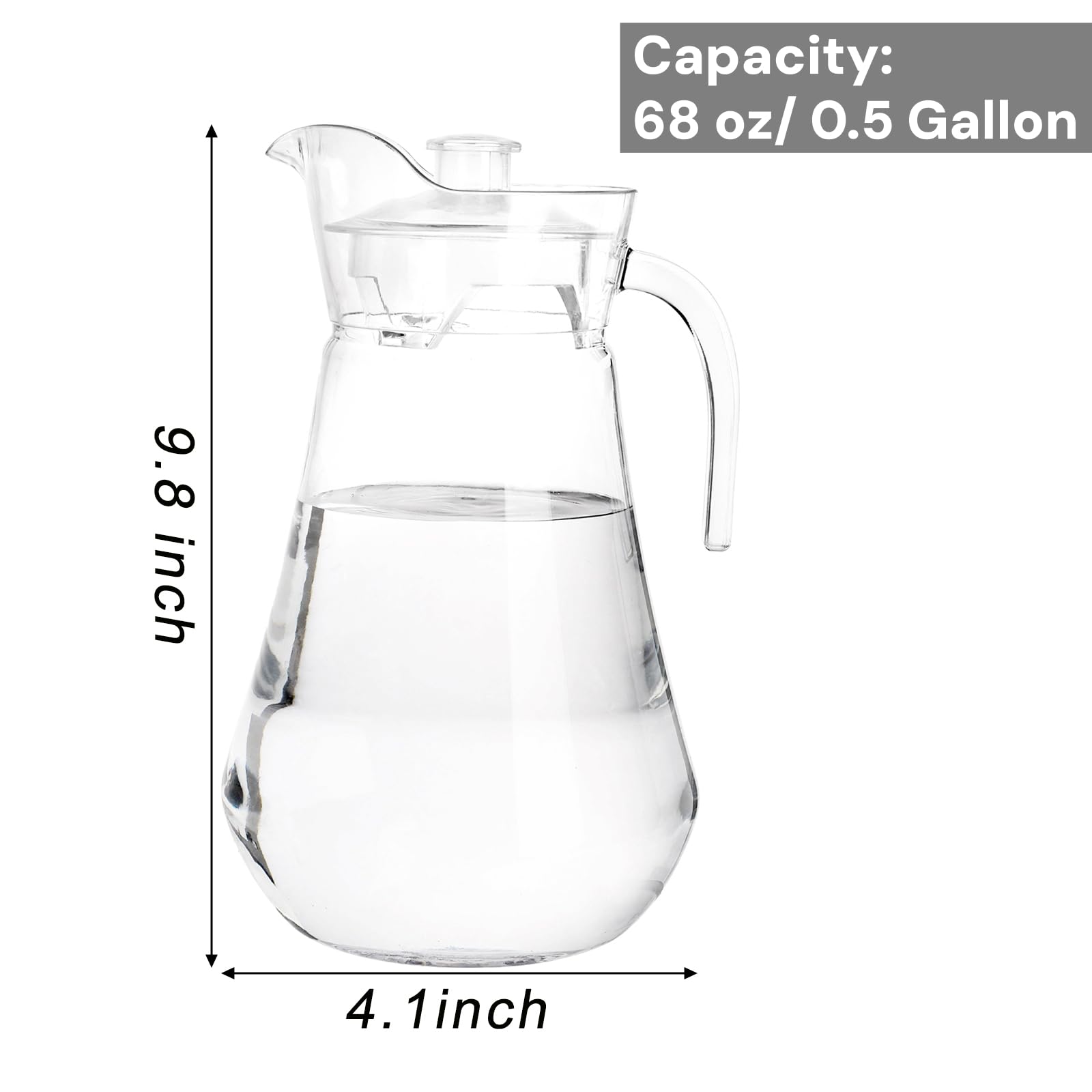 SOUJOY pitcher pours into glass showing easy pour spout and leak-proof lid