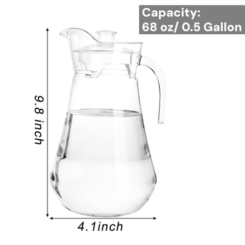 SOUJOY pitcher pours into glass showing easy pour spout and leak-proof lid