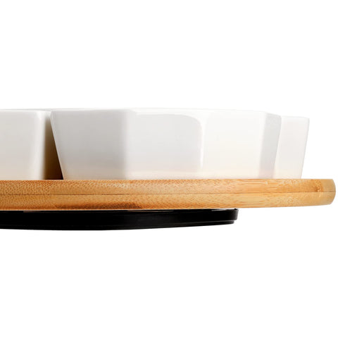 SOUJOY bamboo lazy Susan base keeps balance during rotation.