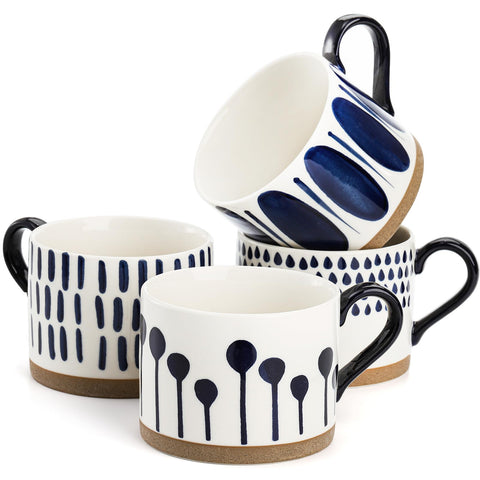SOUJOY blue Nordic pattern mug adds chic style to everyday coffee rituals.