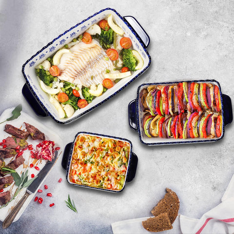 SOUJOY porcelain pan suitable for oven to table serving.