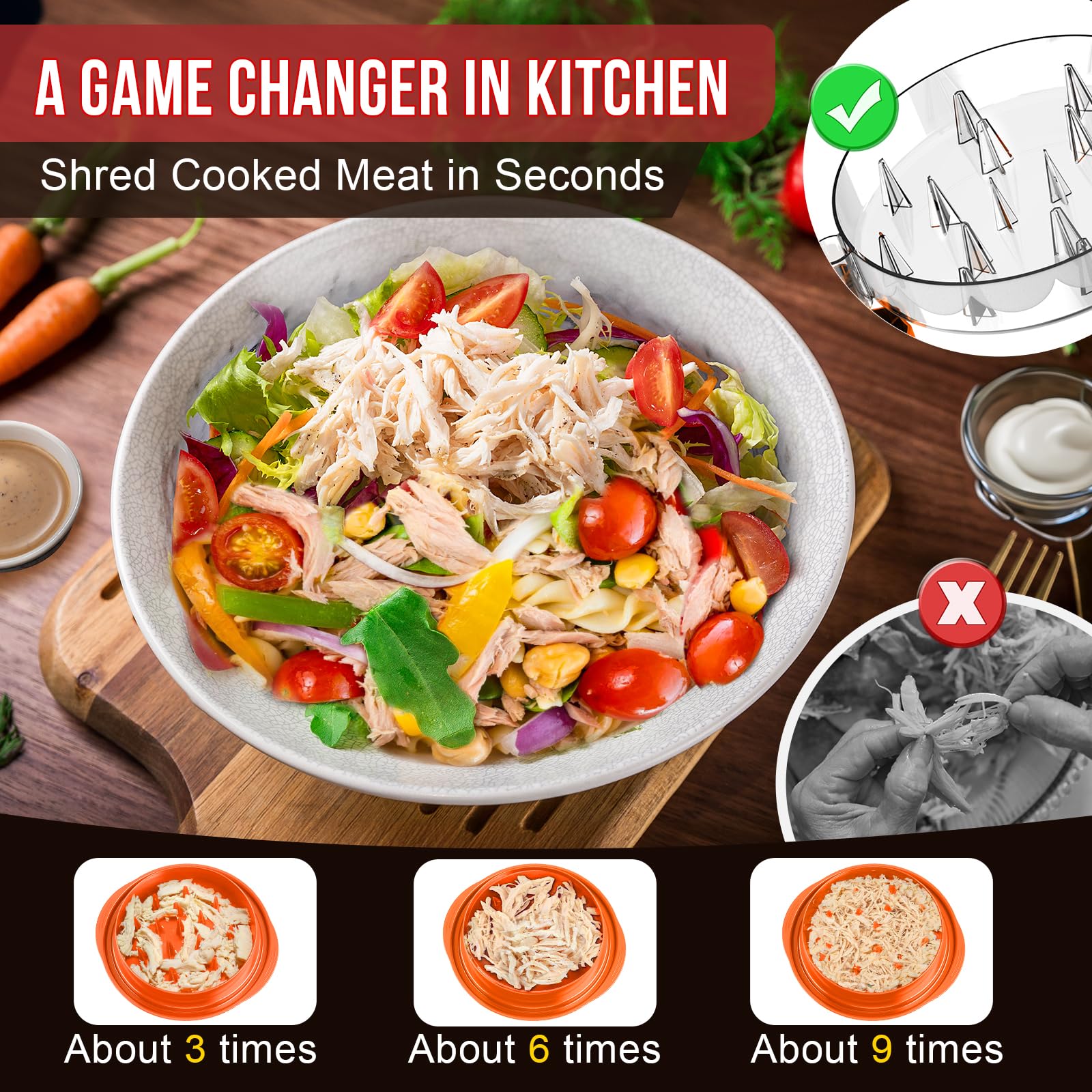 SoulLife Chicken Shredder clear lid helps monitor shredding progress.