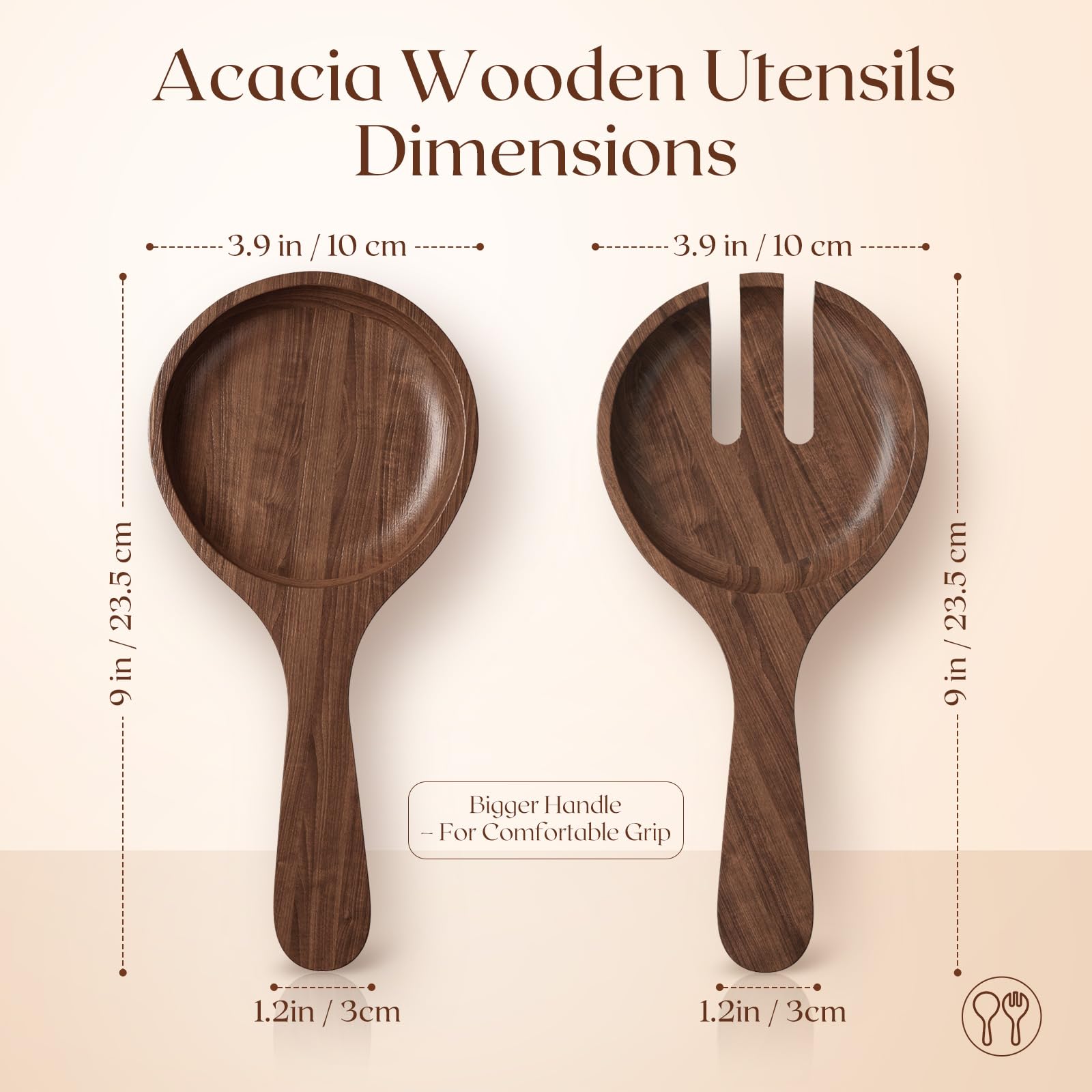 SoulThink acacia wood grain details add warmth to serving presentation.