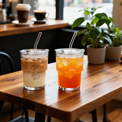SoulTimes crystal-clear glass with lid ideal for iced tea.