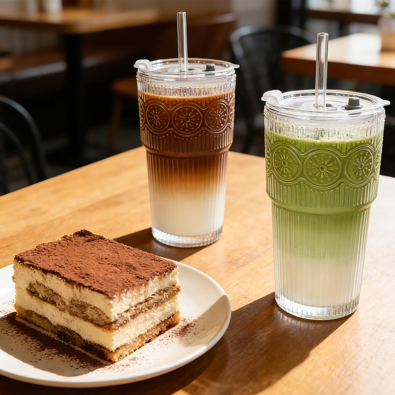 SoulTimes leak-proof lid with glass straw for on the go sipping