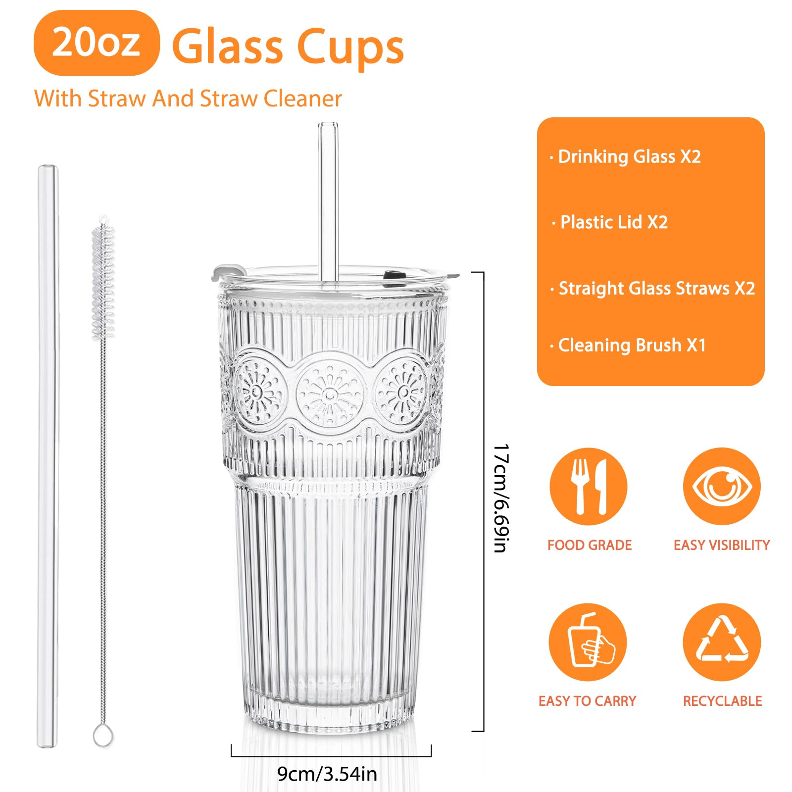 SoulTimes sealed lid glass straw tumbler, leak resistant for travel