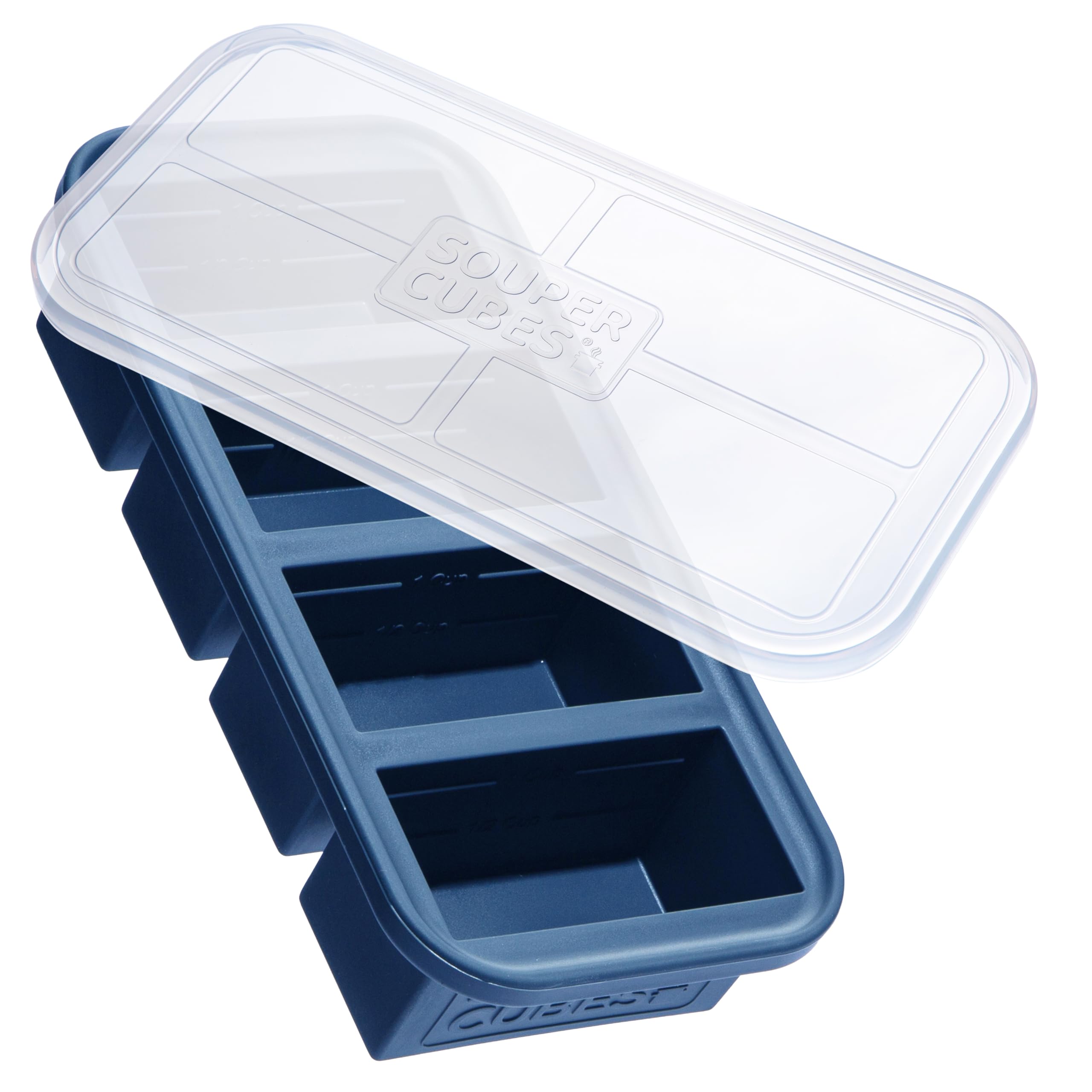 Souper Cubes 1 Cup blue freezer mold with lid for precise portions