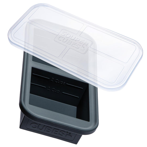 Souper Cubes 2cup silicone-freezer tray with charcoal lid for organized meal prep