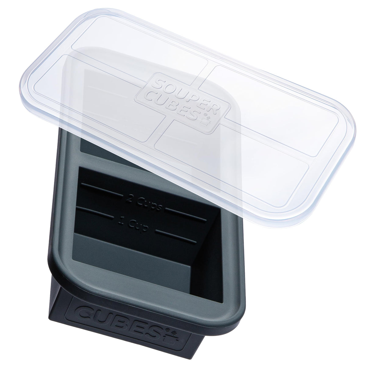 Souper Cubes 2cup silicone-freezer tray with charcoal lid for organized meal prep
