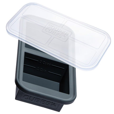 Souper Cubes 2cup silicone-freezer tray with charcoal lid for organized meal prep