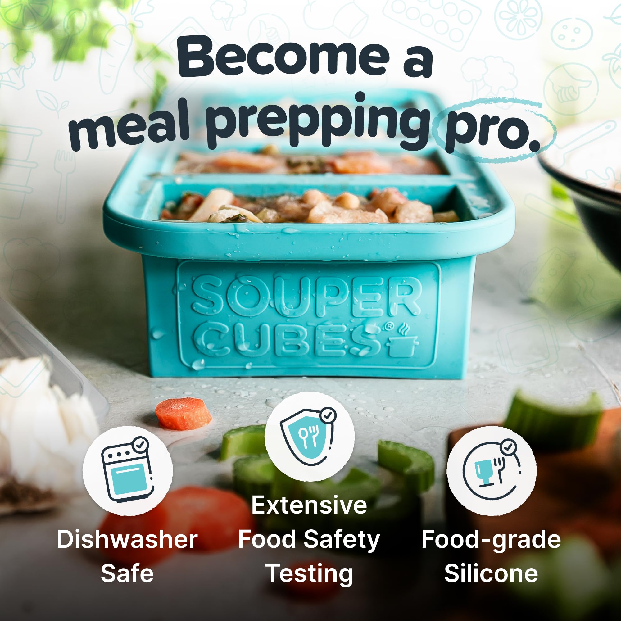 Souper Cubes 1-cup tray ideal for broth, sauces, or soups in portions.