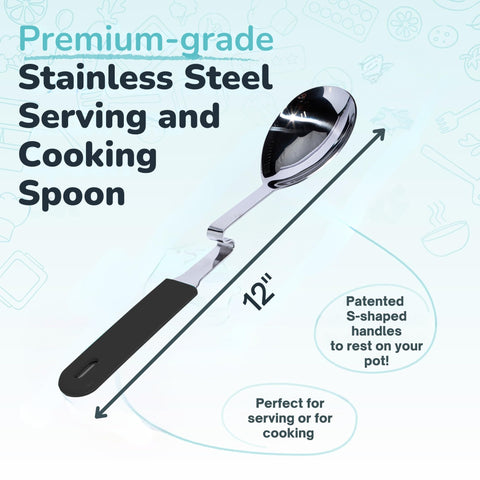 Souper Cubes charcoal spoon with silicone handle stays cool while cooking