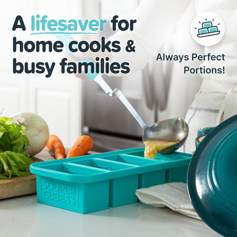 Souper Cubes dishwasher-safe freezer tray simplifies cleanup after meal prep.
