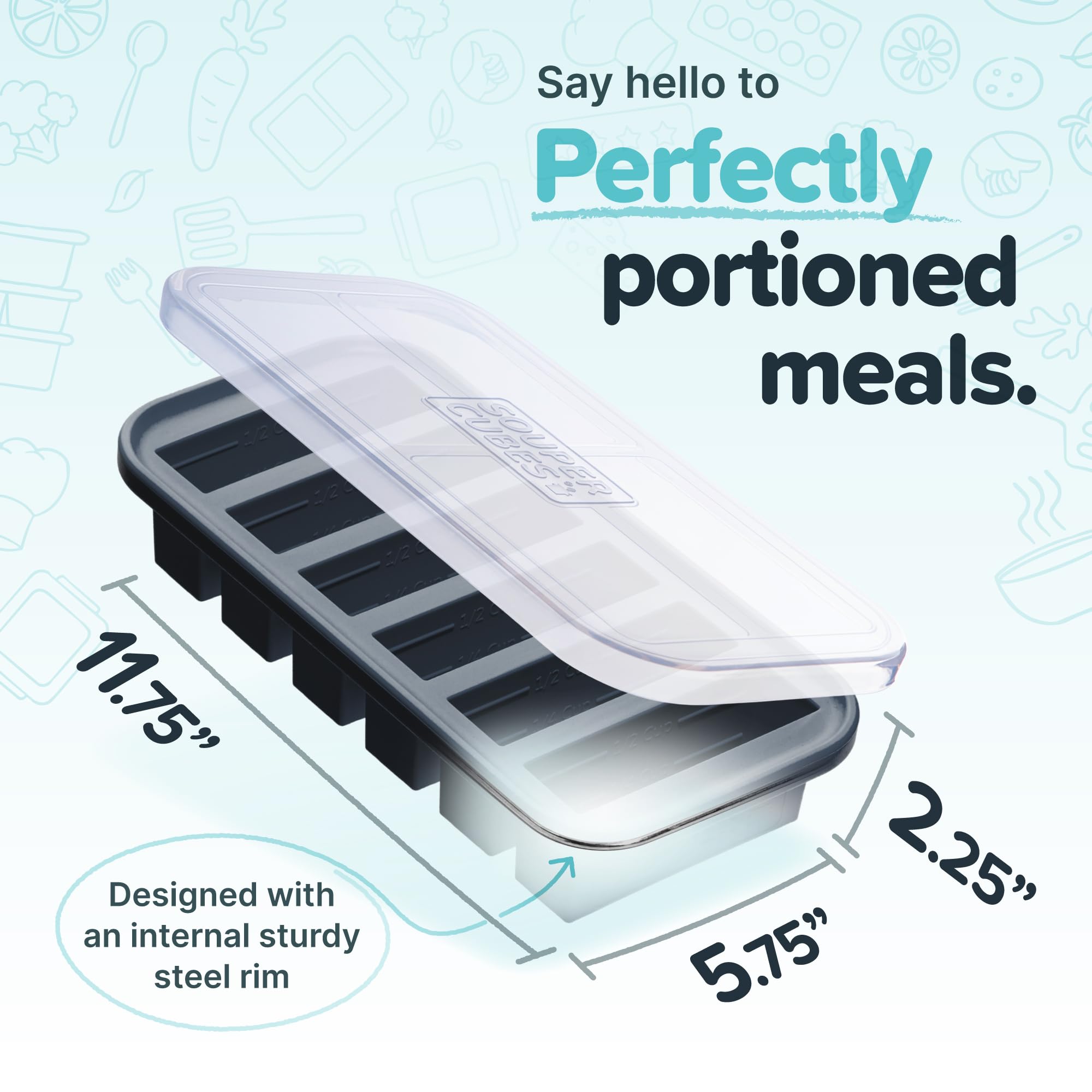 Dishwasher-safe silicone freezer trays from Souper Cubes in charcoal.