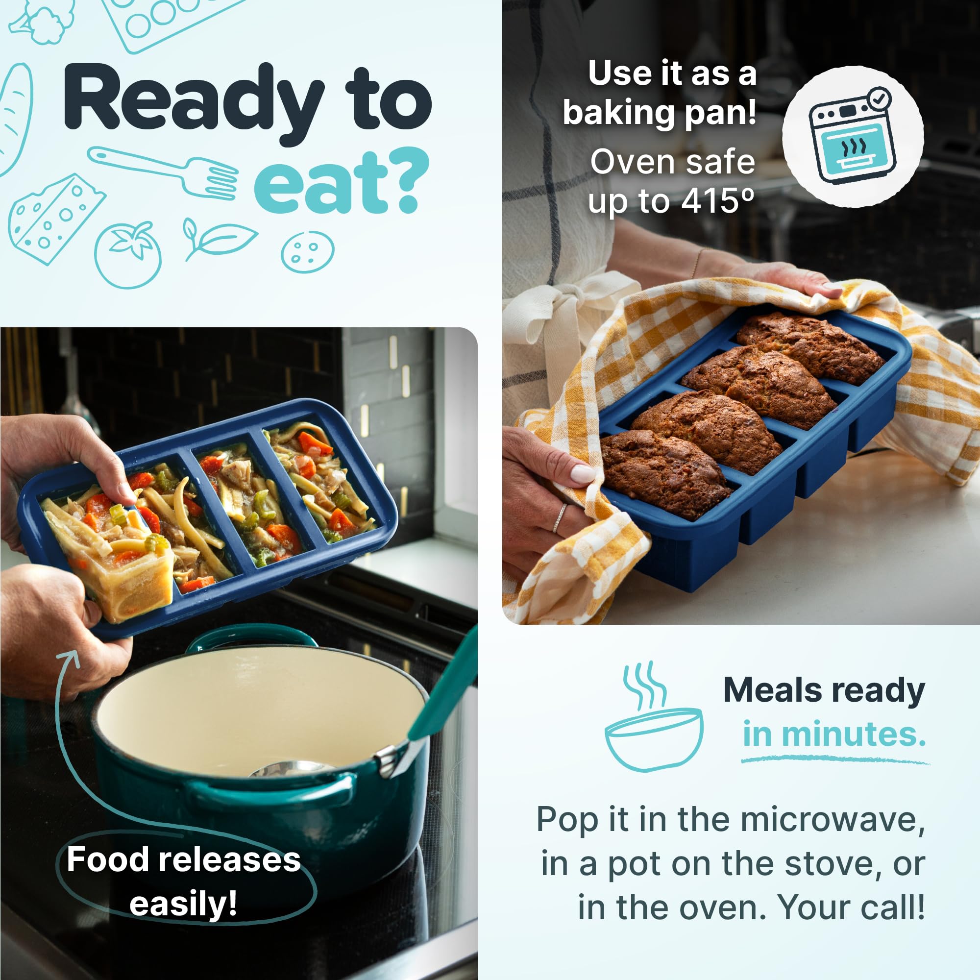 Souper Cubes dishwasher-safe and oven-safe up to 415F