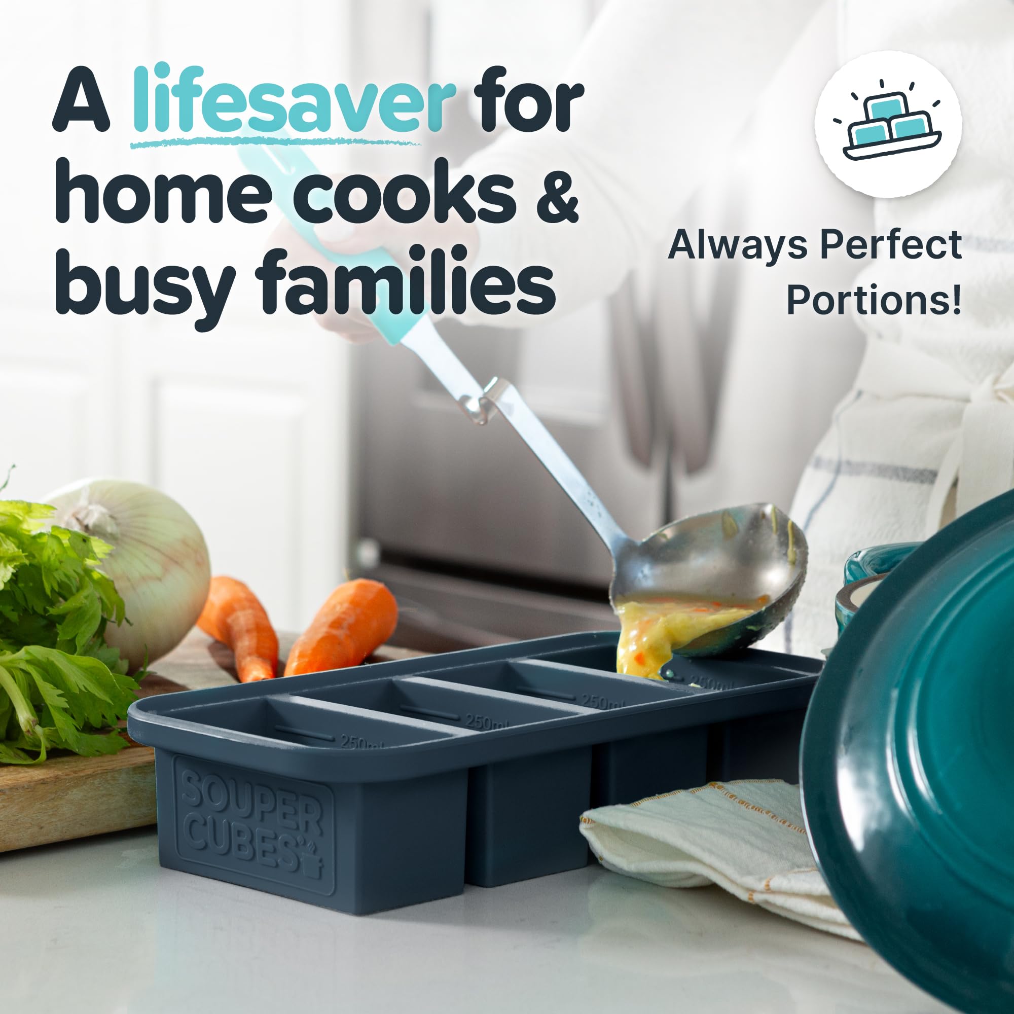 Souper Cubes dishwasher-safe molds simplify cleanup after meal prep.