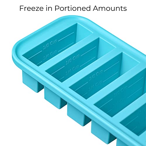 Souper Cubes freezer tray with matching aqua lid for organized storage