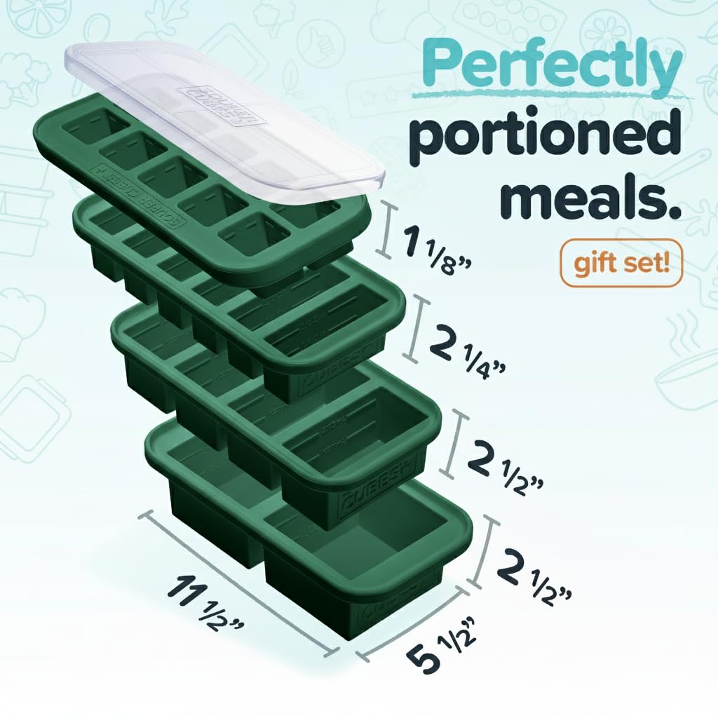 Souper Cubes kale freezer tray fill lines aid portion control.
