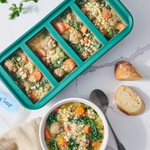 Souper Cubes Kale tray shows measuring lines for precise portions