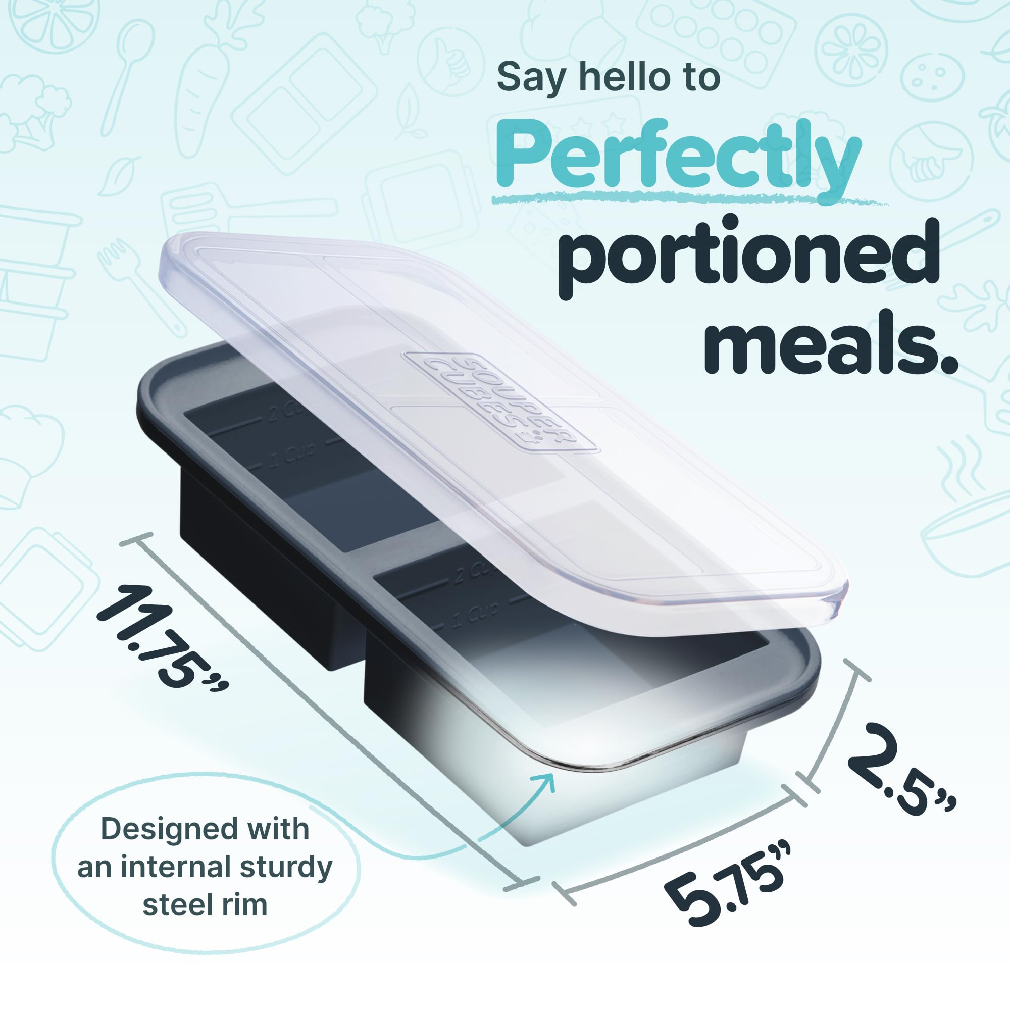 Souper Cubes meal prep freezer tray in charcoal for portioned meals