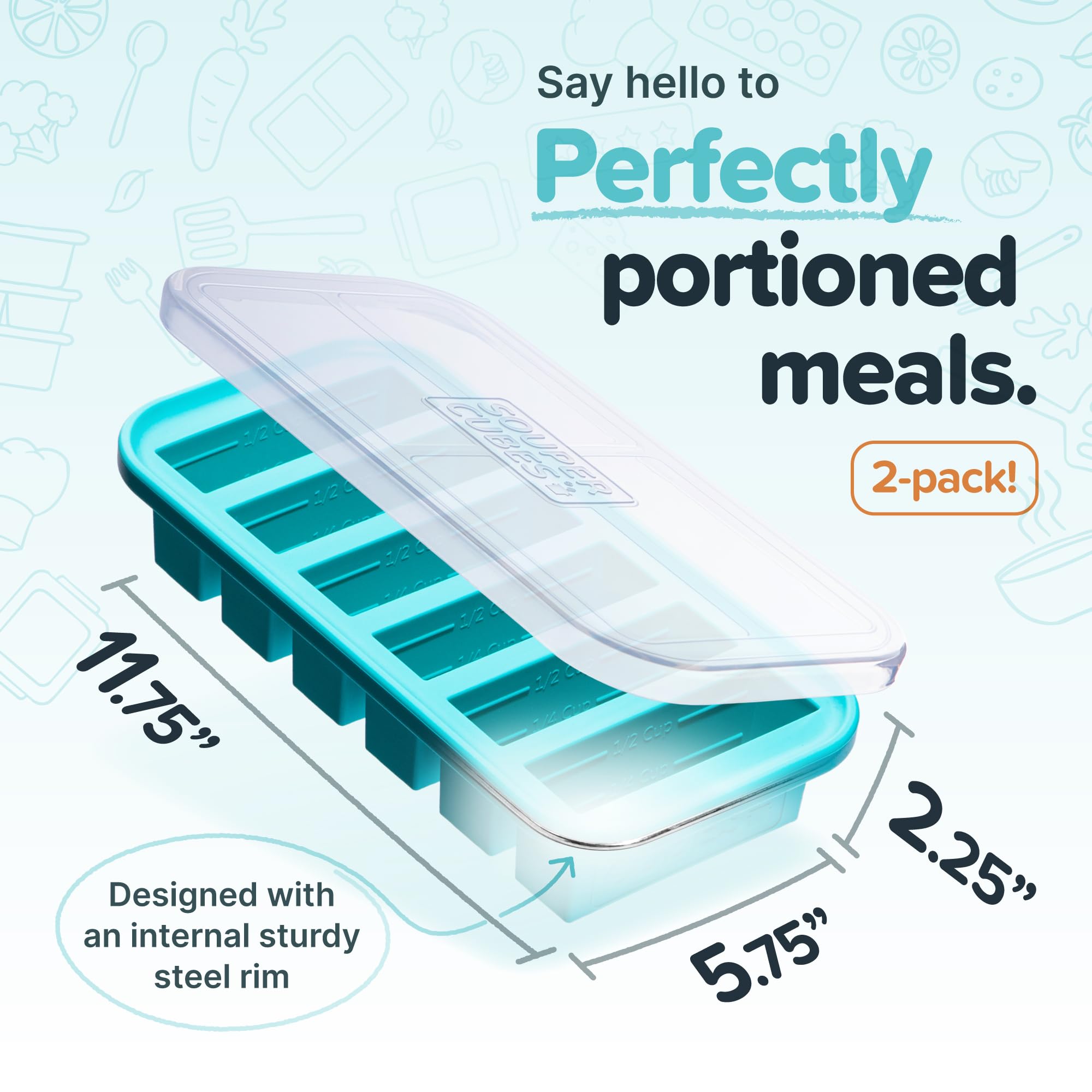Souper Cubes silicone tray oven‑safe up to 415°F without lid for quick reheats