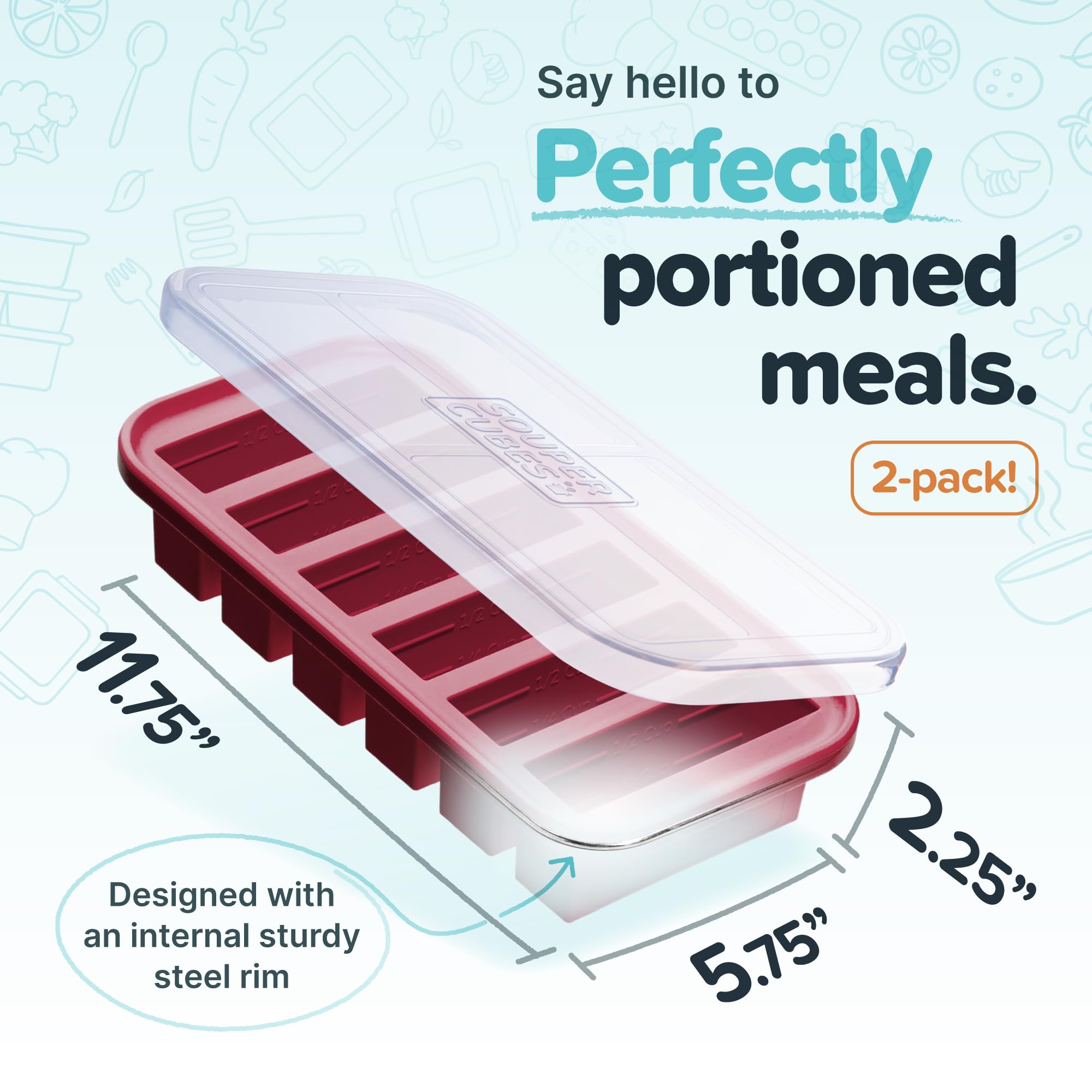 Souper Cubes platinum silicone design offers flexible, durable freezer portions.