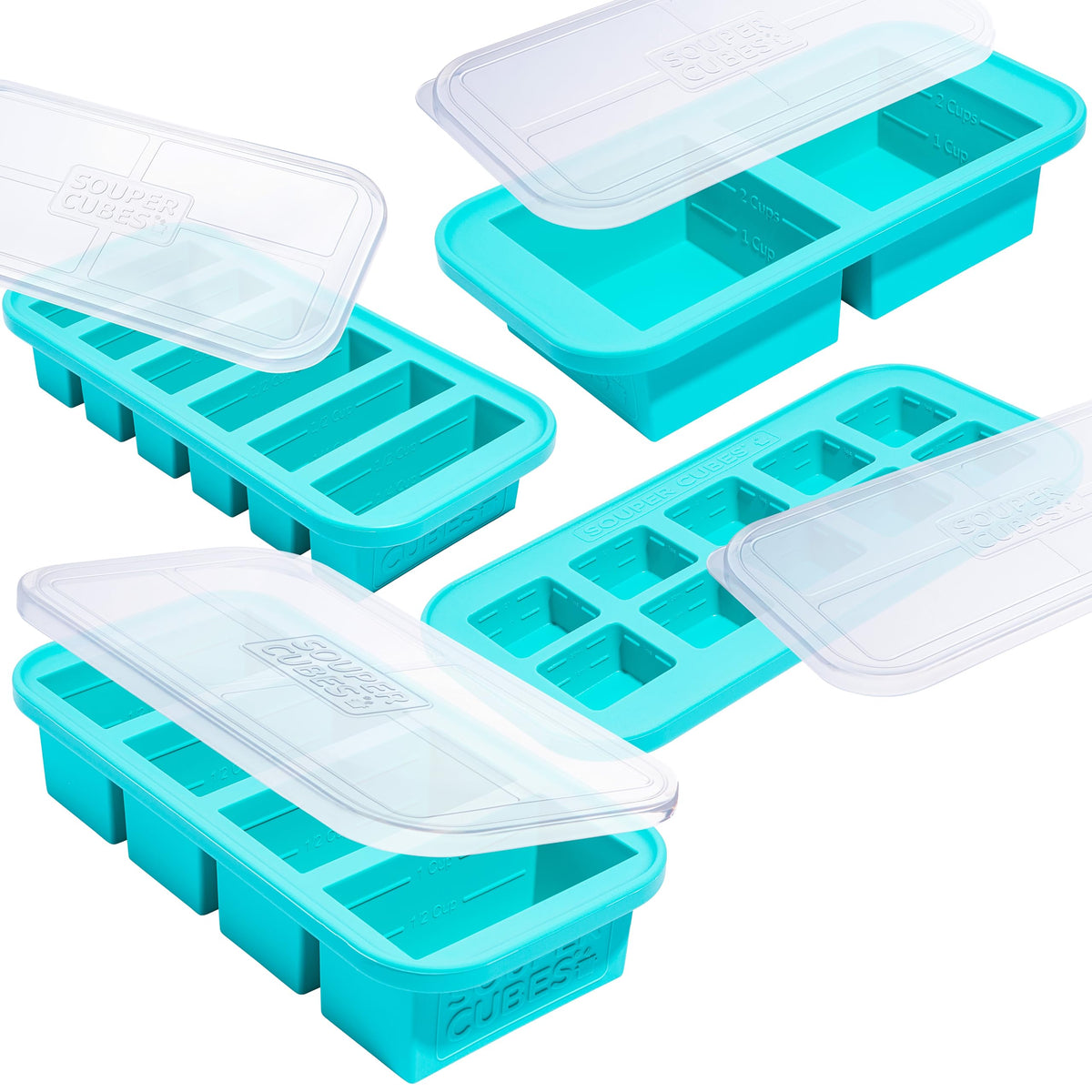 Souper Cubes 2-cup aqua silicone freezer mold for meal prep convenience