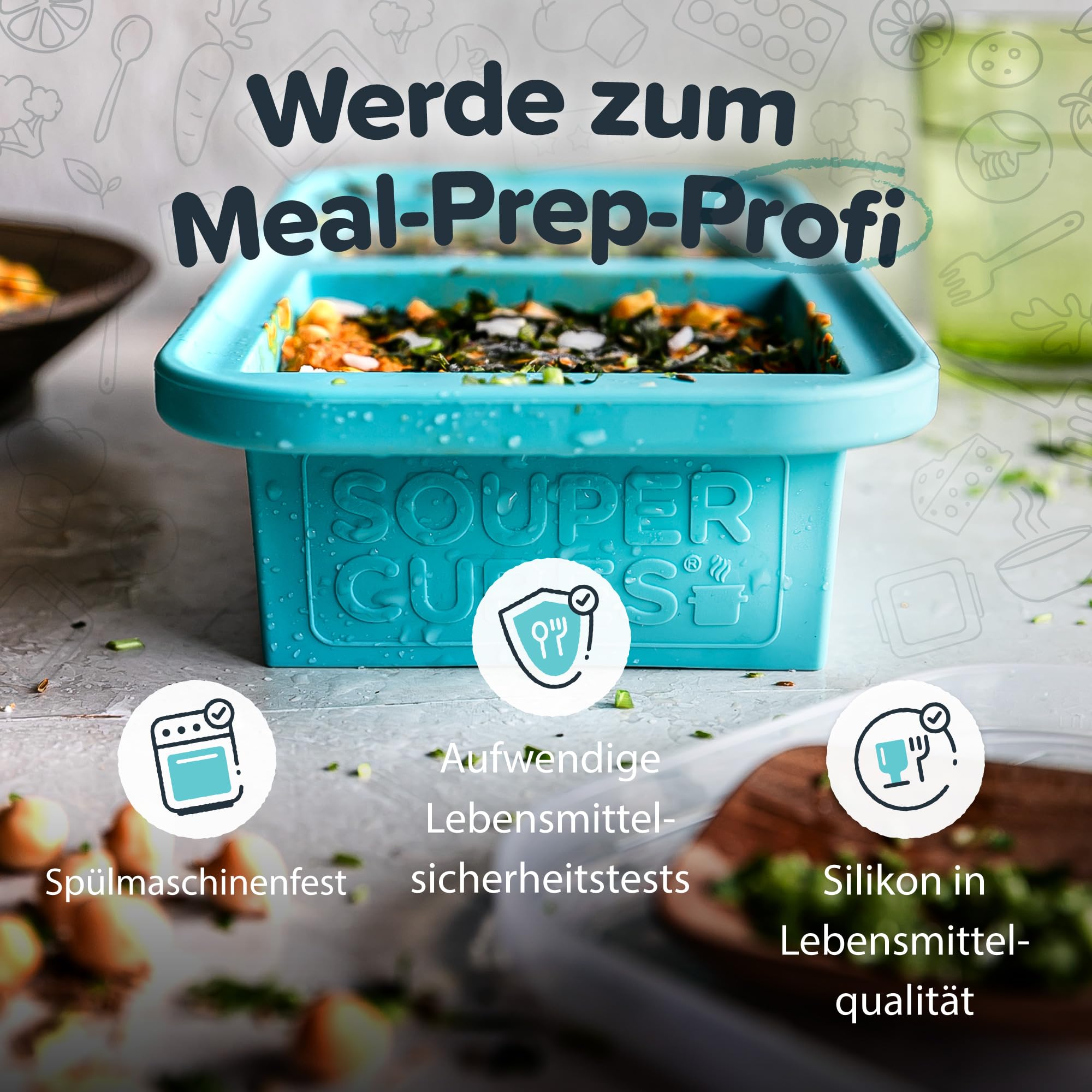 Souper Cubes half-cup aqua silicone freezer mold for small portions