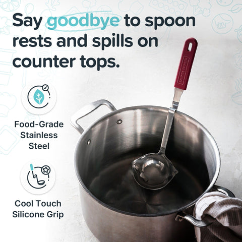 Souper Cubes stainless steel ladle silicone handle stays cool while cooking