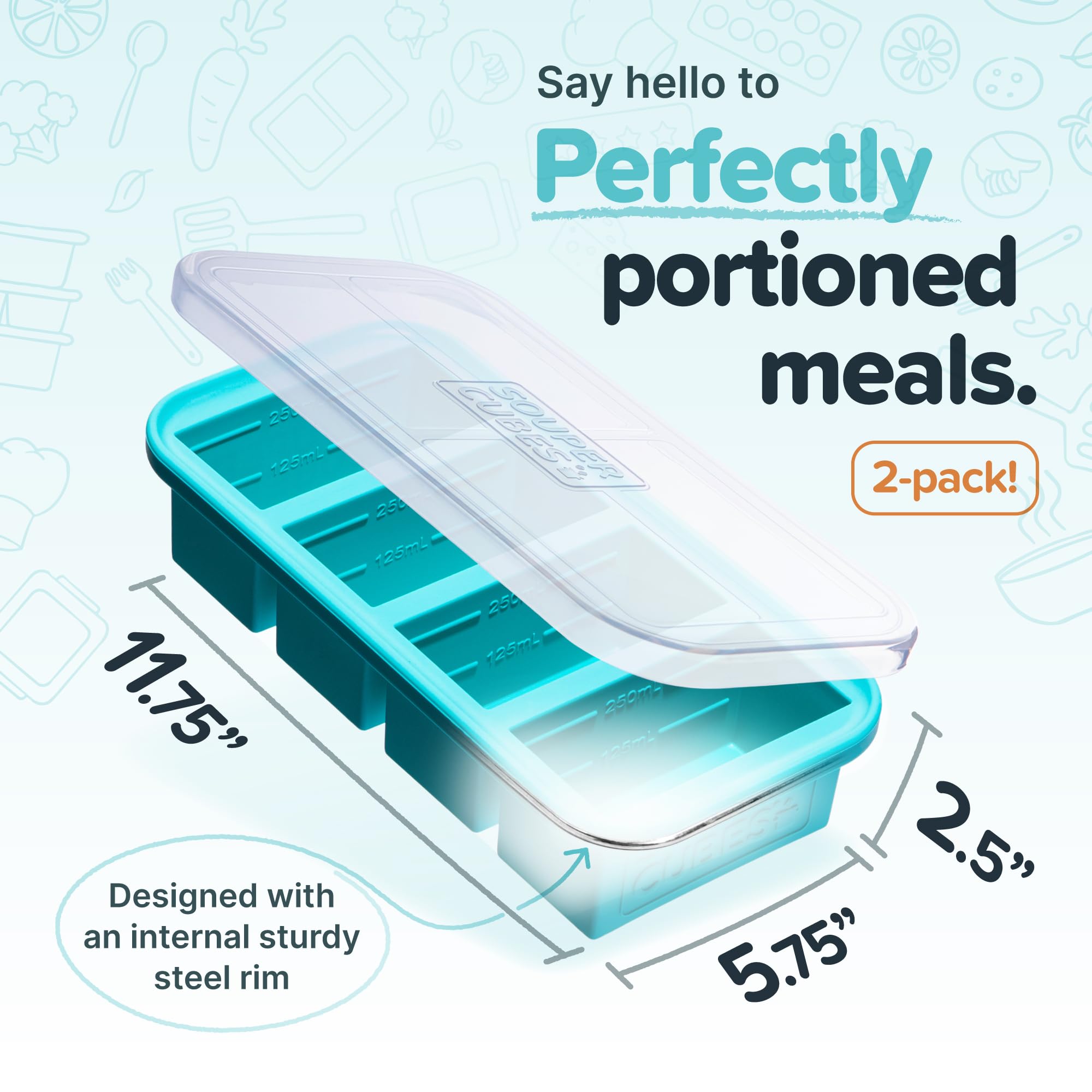 Souper Cubes steel-reinforced rim freezer mold supports sturdy use and quick freezing.