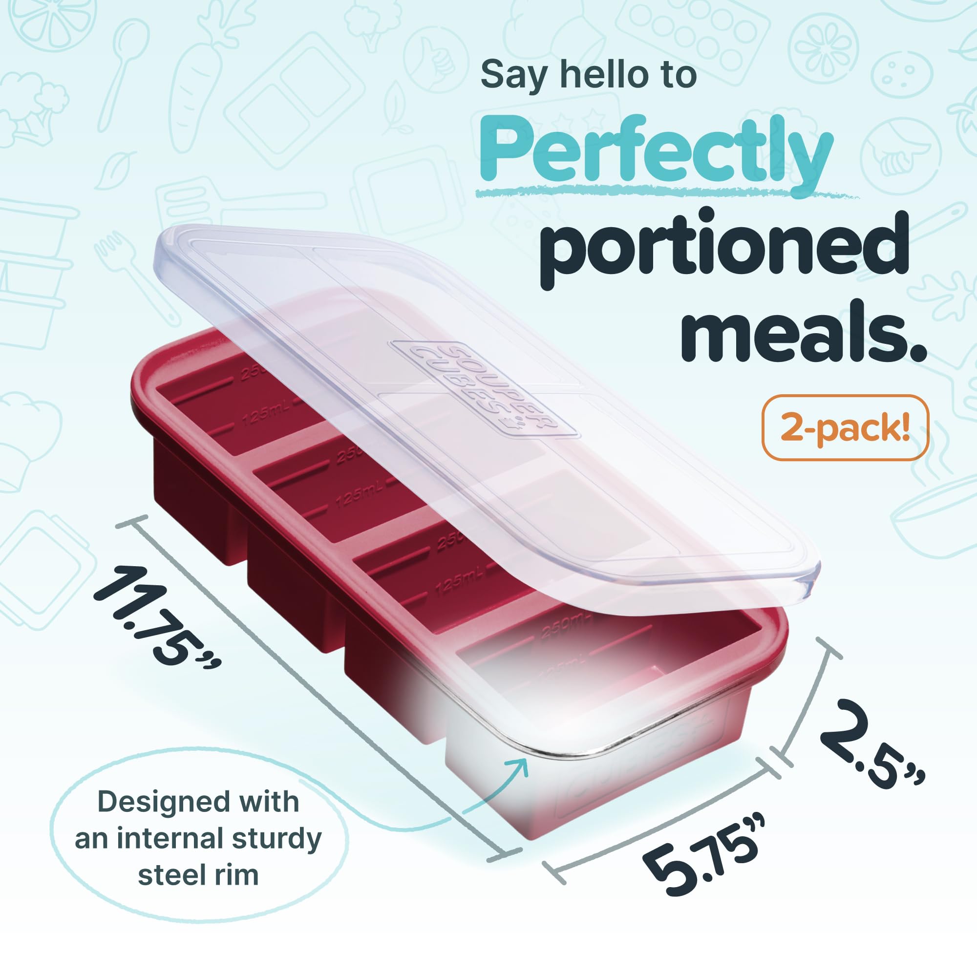 Souper Cubes tray with steel-reinforced top being filled with broth for future meals.