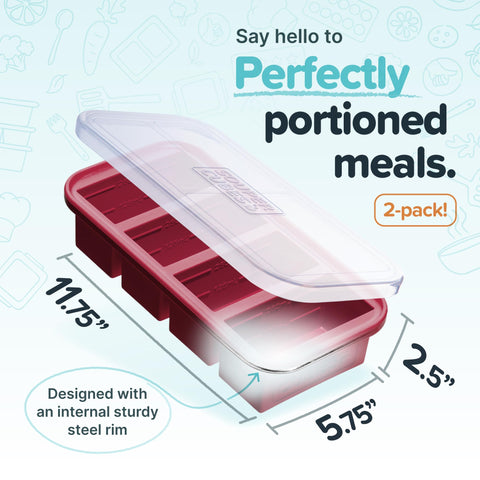 Souper Cubes tray with steel-reinforced top being filled with broth for future meals.