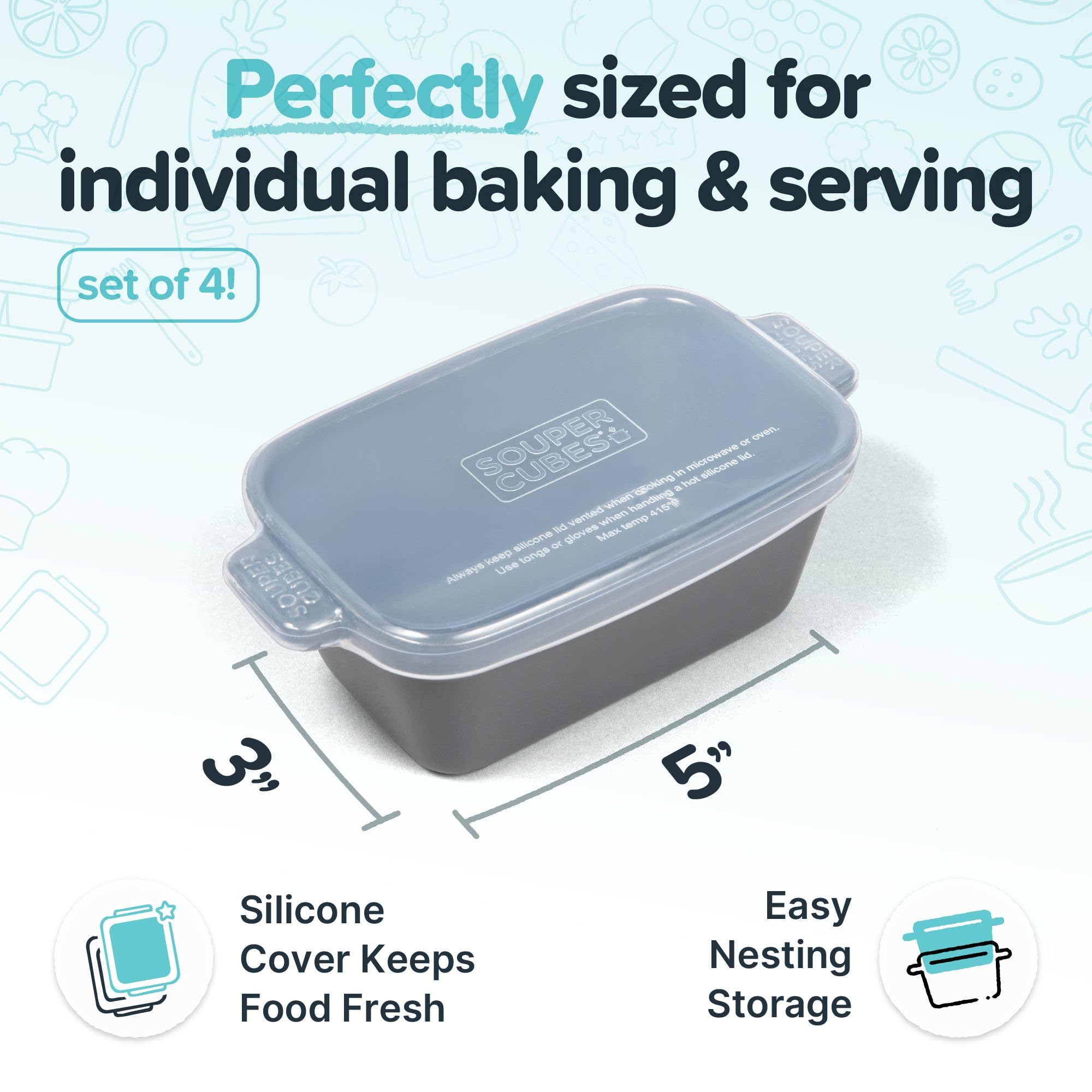Souper Cubes nesting-dishes charcoal save fridge and pantry space.