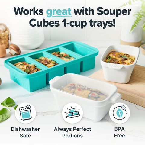 Souper Cubes stoneware small dish nesting design saves space in kitchen.