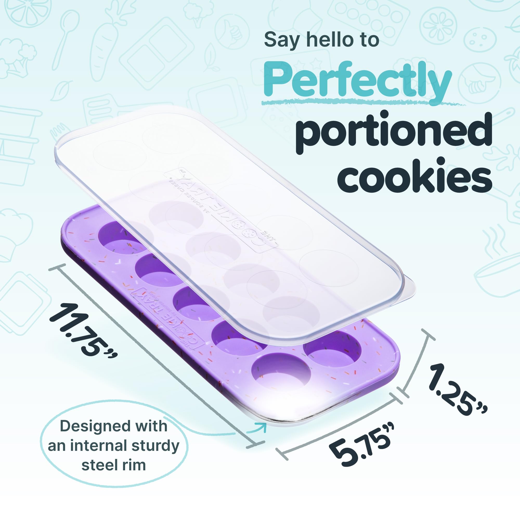 Souper Cubes tray in freezer, keeps cookie dough neatly stored.