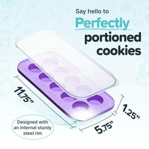 Souper Cubes tray in freezer, keeps cookie dough neatly stored.