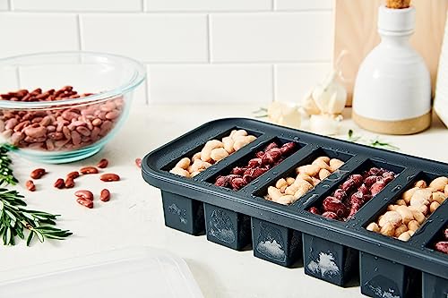 Souper Cubes 2-pack charcoal trays with lids for organized freezing.