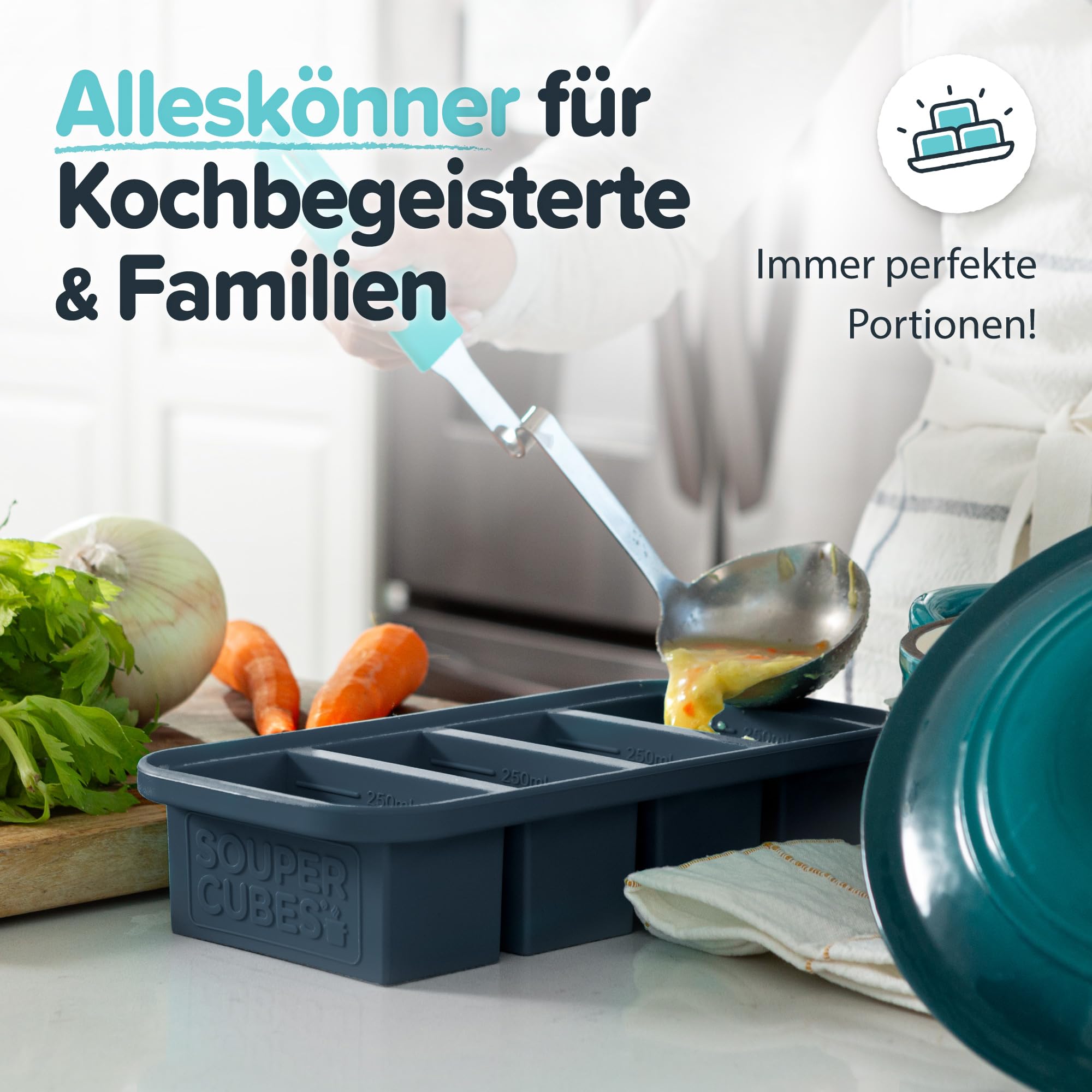 Souper Cubes with steel-reinforced top ensures durable, stable lids